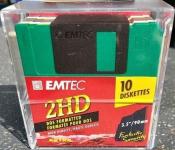 Emtec (BASF) Disketten (Bunt) 3,5 Zoll / 1,44 MB - 10er Pack DOS Formatiert In Aufbewahrungs-Box 
