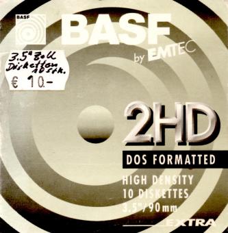 BASF 2HD Disketten 3,5 Zoll / 1,44 MB - 10er Pack DOS Formatiert (Siehe Info unten) 