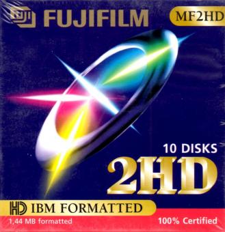 Fujifilm MF2HD Disketten 3,5 Zoll / 1,44 MB - 10er Pack IBM Formatiert 